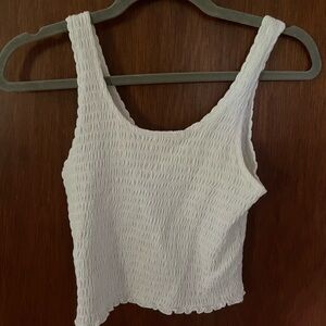 S White Ribbed Hollister Tank Crop Top